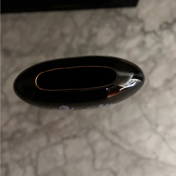 Otagiri Black Vase with Blue Floral Design - Picture 7 of 8